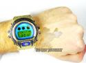 Mens yellow silver g-shock diamond light blue watch 4.00ct