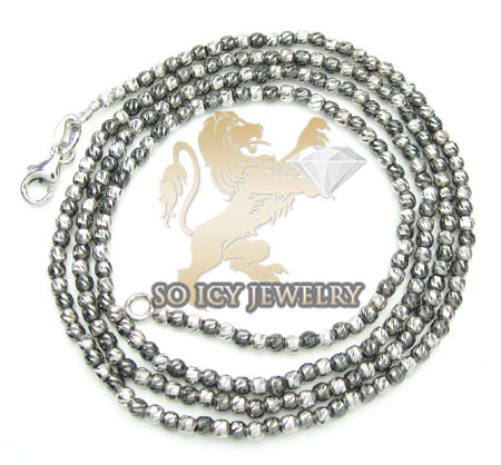 14k white & black gold diamond cut bead chain 18-24 inch 2mm
