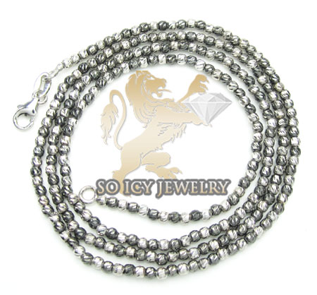14k white & black gold diamond cut bead chain 18-24 inch 2mm - Image 2