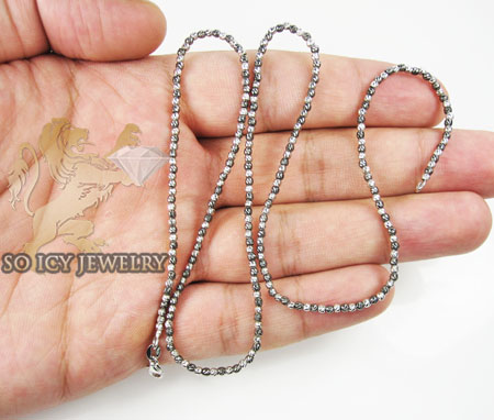 14k white & black gold diamond cut bead chain 18-24 inch 2mm - Image 3