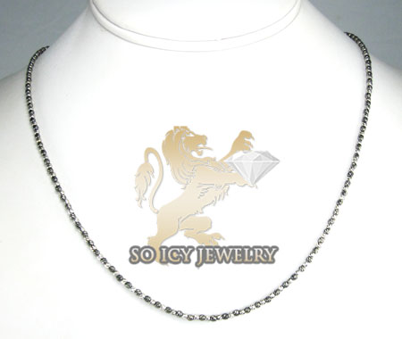 14k white & black gold diamond cut bead chain 18-24 inch 2mm