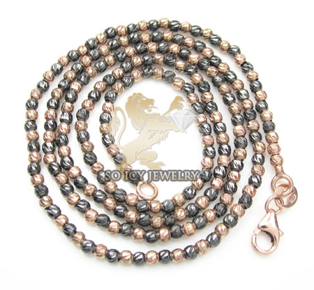 14k rose & black gold diamond cut bead chain 16-24 inch 2mm - Image 2