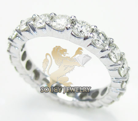 Ladies 14k white gold round diamond eternity band 4.00ct