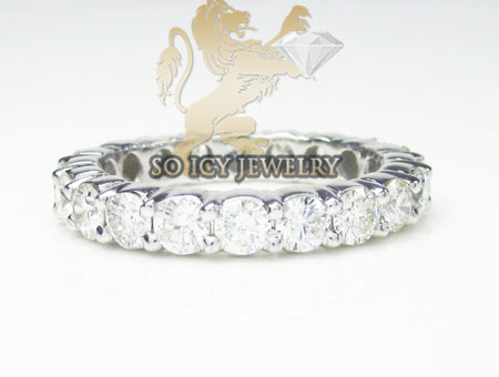 Ladies 14k white gold round diamond eternity band 4.00ct