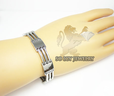 White stainless steel multi-link design bracelet - Image 2