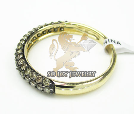 Ladies 14k yellow gold champagne diamond wedding band 1.00ct