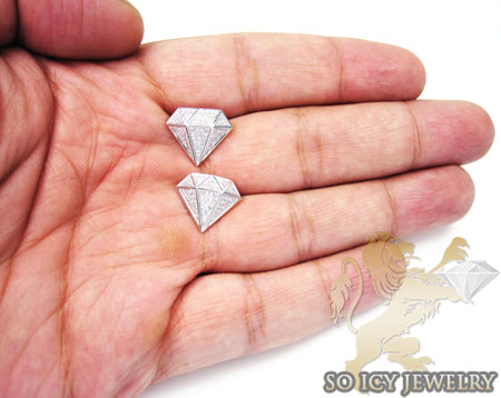 Round diamond earrings 10k white gold mens 0.60ct - Image 4