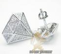Round diamond earrings 10k white gold mens 0.60ct