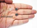 Black diamond 5x5 row kite shape earrings 10k white gold 0.40ct