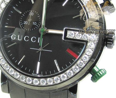 Diamond gucci chrono g watch black stainless steel 2.00 ct - Image 2