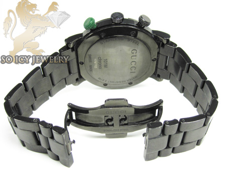 Diamond gucci chrono g watch black stainless steel 2.00 ct