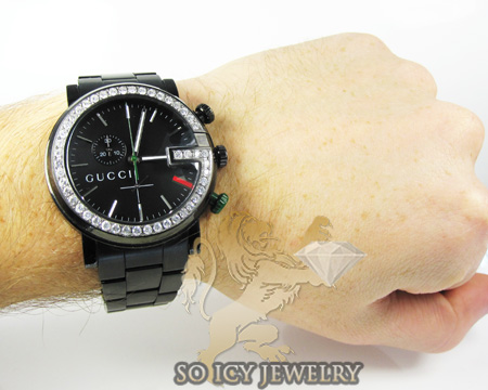 Diamond gucci chrono g watch black stainless steel 2.00 ct - Image 6
