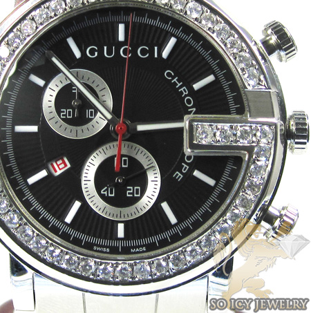 Diamond gucci chrono g watch white stainless steel 2.00 ct - Image 2