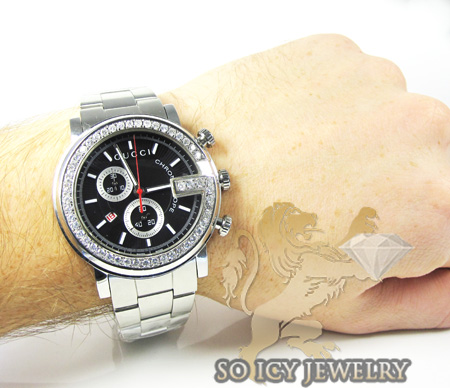 Diamond gucci chrono g watch white stainless steel 2.00 ct