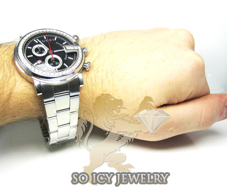 Diamond gucci chrono g watch white stainless steel 2.00 ct - Image 8
