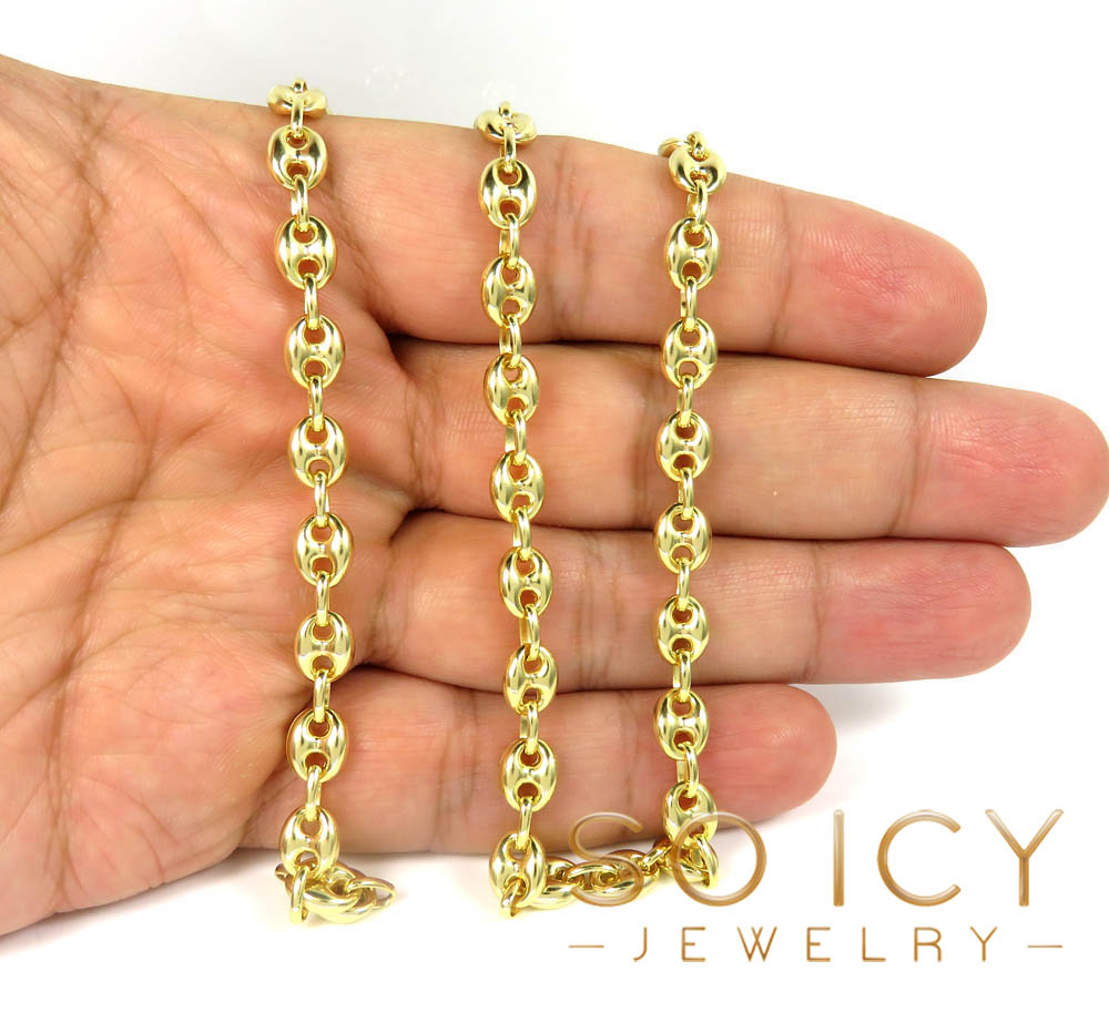 14k yellow gold gucci puff link chain 18-26