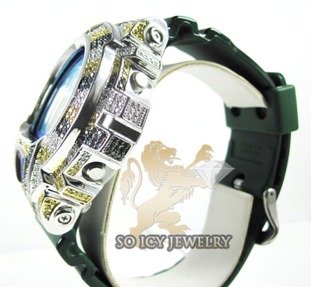 Mens multi color diamond g-shock watch 4.00ct