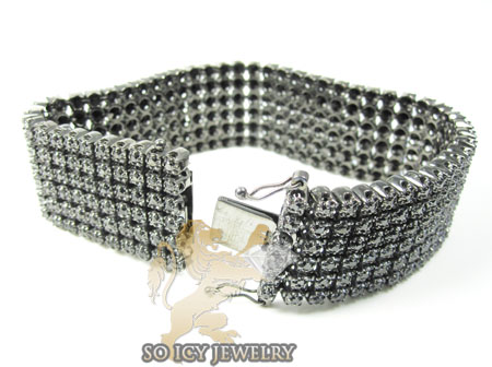 14k black gold black diamond 6 row bracelet 13.00ct