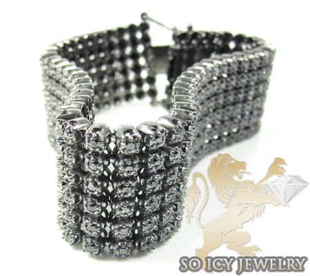 14k black gold diamond 4 row bracelet 4.50ct - Image 2