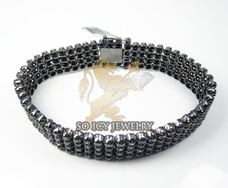 14k black gold diamond 4 row bracelet 4.50ct