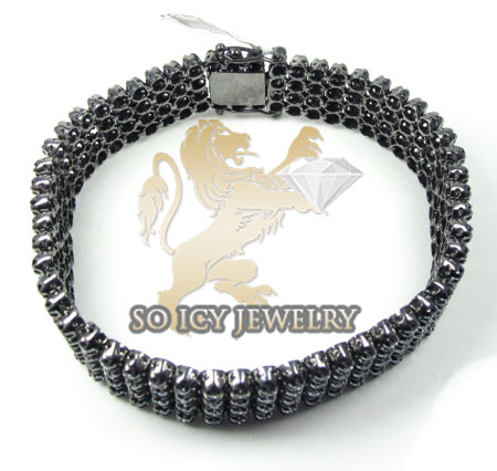 14k black gold diamond 4 row bracelet 4.50ct - Image 4
