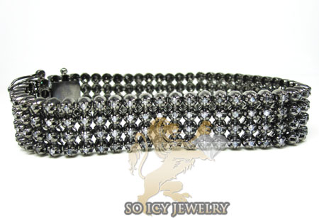 14k black gold diamond 4 row bracelet 4.50ct