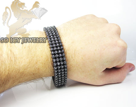 14k black gold diamond 4 row bracelet 4.50ct - Image 7