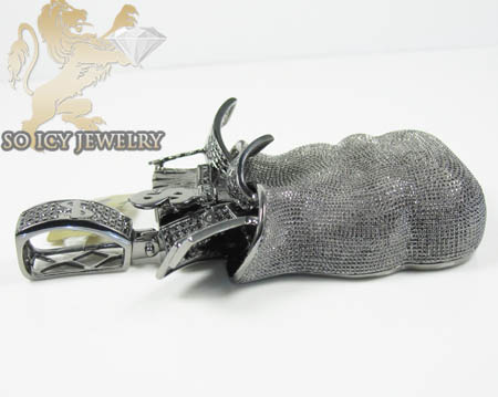 Mens 10k black gold diamond money bag pendant 2.00ct - Image 4