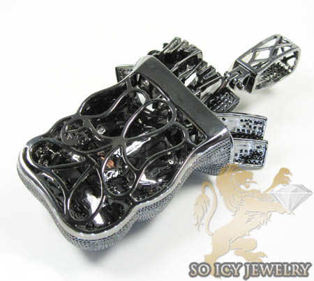 Mens 10k black gold diamond money bag pendant 2.00ct