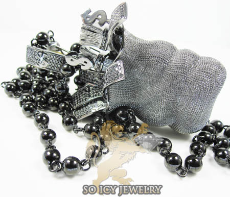 Mens 10k black gold diamond money bag pendant 2.00ct