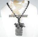 Mens 10k black gold diamond money bag pendant 2.00ct