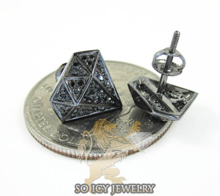 10k black gold diamond pave diamond earrings 0.35ct - Image 2