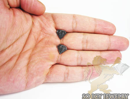 10k black gold diamond pave diamond earrings 0.35ct - Image 3