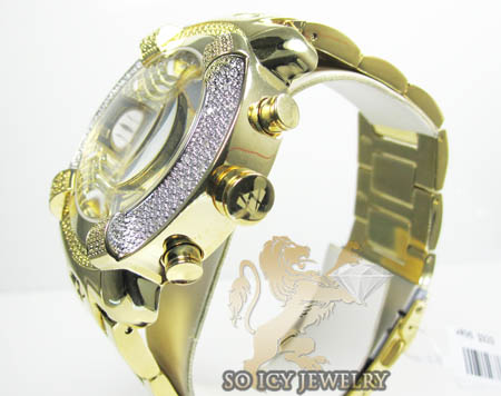 Mens aqua master genuine diamond yellow ornament watch 0.20ct