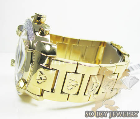 Mens aqua master genuine diamond yellow ornament watch 0.20ct