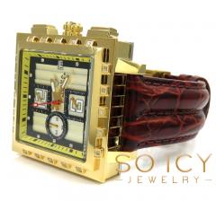 Mens aqua master genuine diamond yellow square watch 0.20ct
