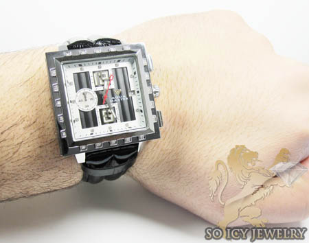 Mens aqua master genuine diamond square watch 0.20ct