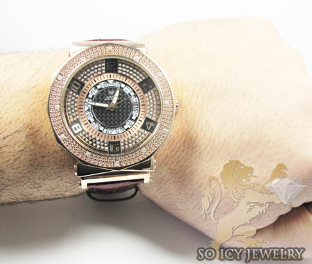 Mens aqua master genuine diamond rose carbon watch 0.20ct - Image 3