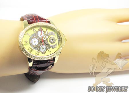 Ladies aqua master genuine diamond yellow geneve watch 0.20ct