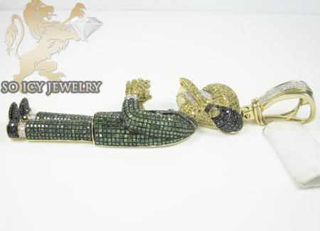 10k yellow gold diamond cartoon pendant 8.00ct - Image 3