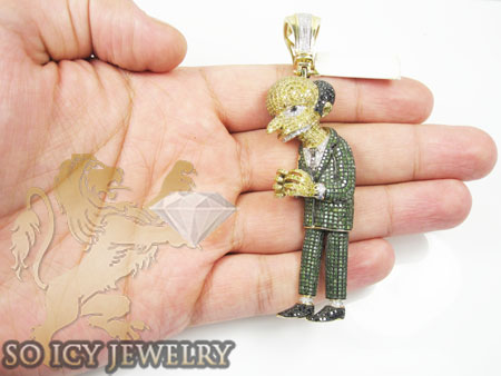 10k yellow gold diamond cartoon pendant 8.00ct - Image 5