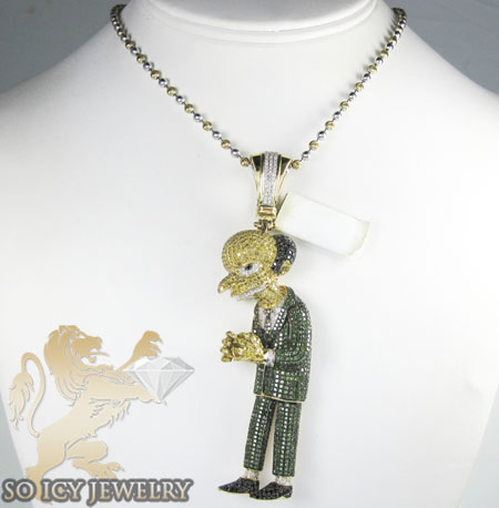 10k yellow gold diamond cartoon pendant 8.00ct - Image 6