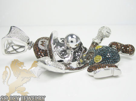 10k white gold diamond super mario pendant 10.15ct - Image 2