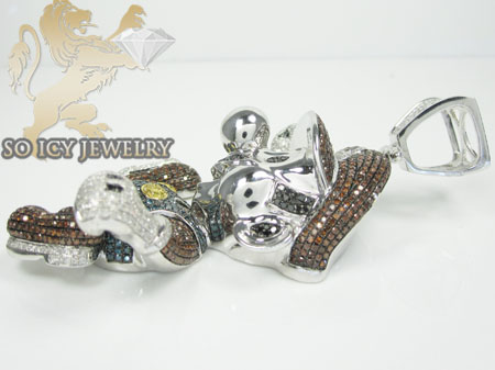 10k white gold diamond super mario pendant 10.15ct - Image 3