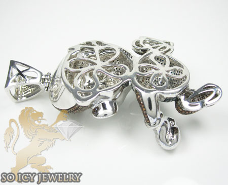 10k white gold diamond super mario pendant 10.15ct