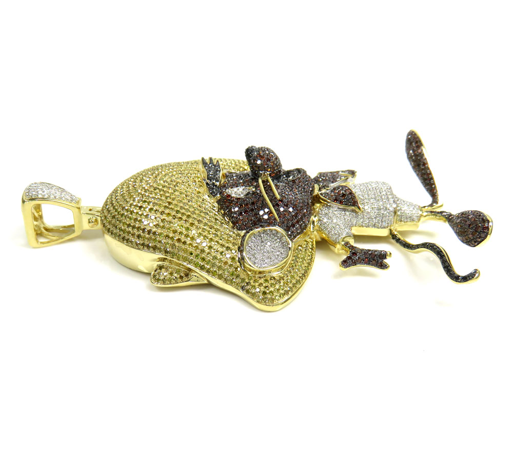 10k yellow gold diamond speedy gonzales pendant 11.25ct - Image 3