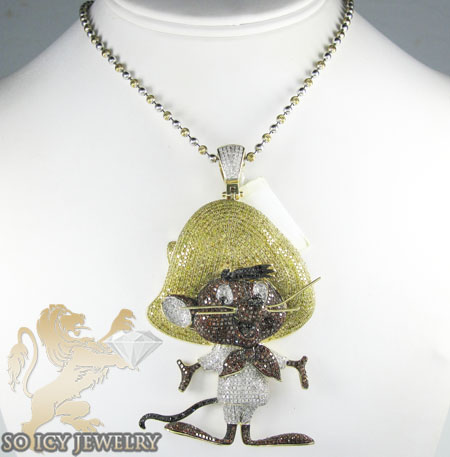 10k yellow gold diamond speedy gonzales pendant 11.25ct - Image 7