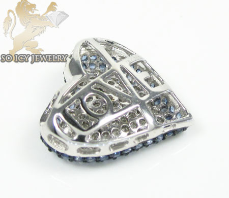 Blue sapphire heart pendant 18k white gold 1.65ct