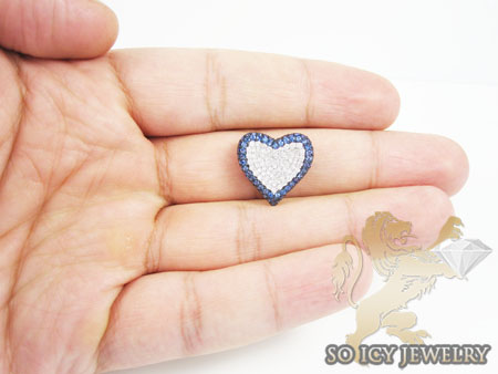 Blue sapphire heart pendant 18k white gold 1.65ct