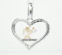 Ladies 18k white gold diamond heart pendant 0.37ct